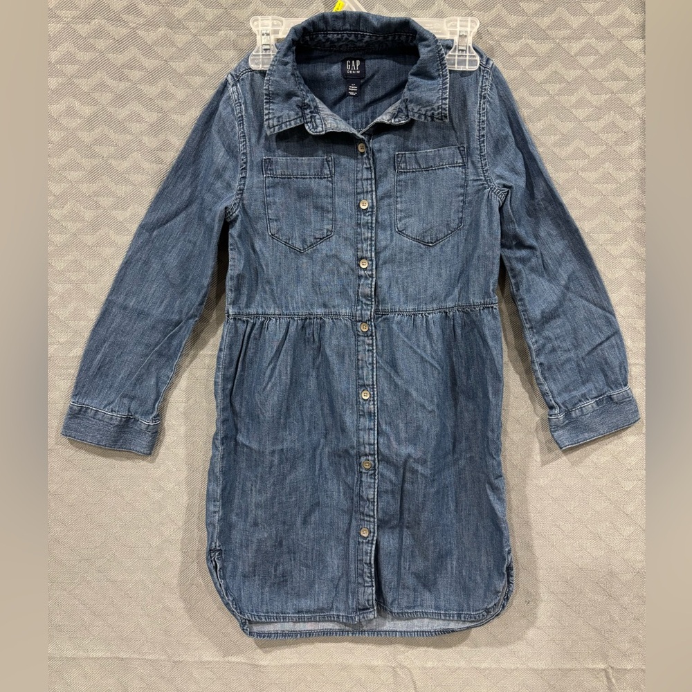 5/$10 or 10/$20 GAP Girls Long-Sleeve Denim Button-Front Dress - 100% cotton